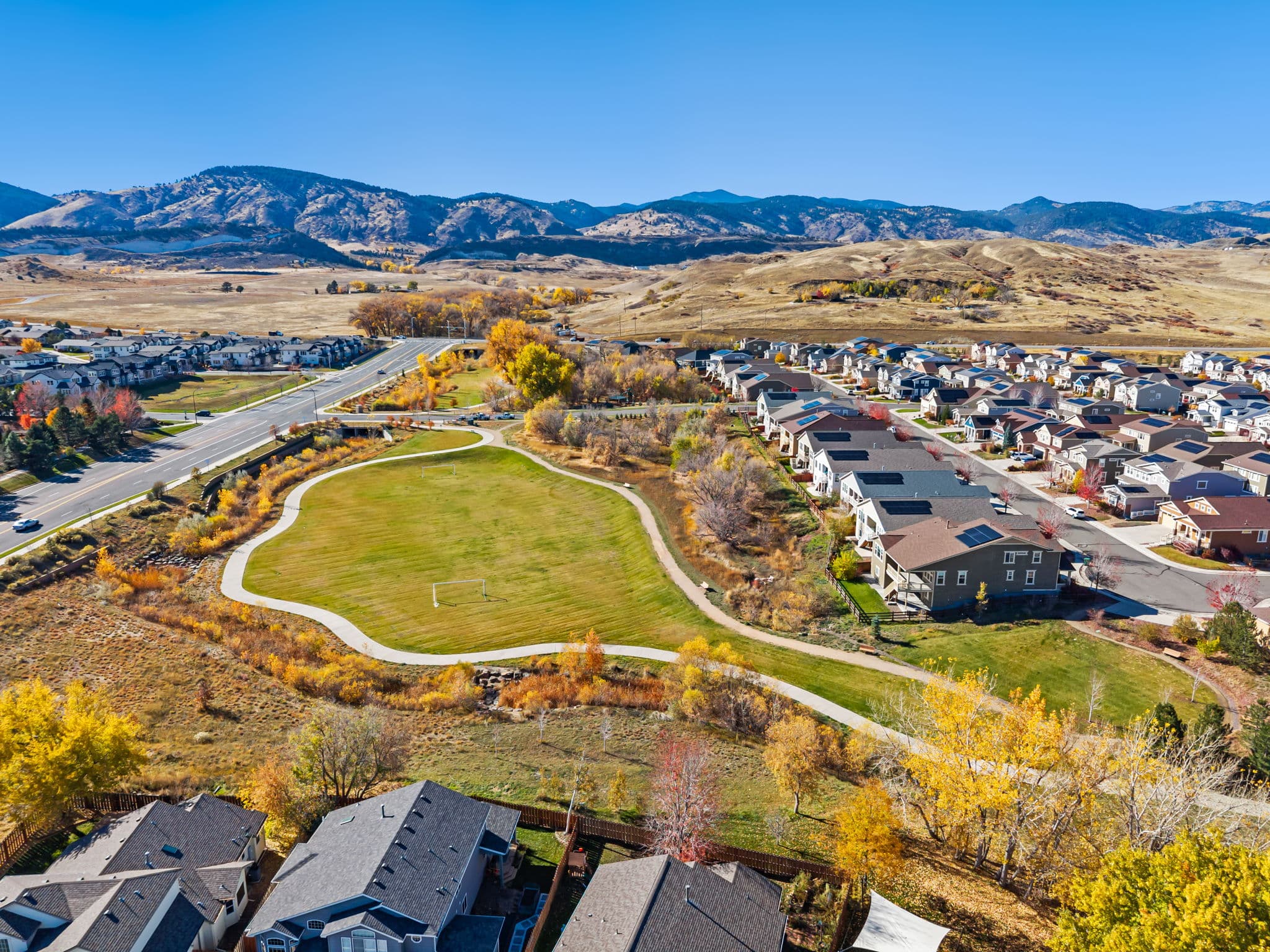Streetscape and homes in Golden, Denver